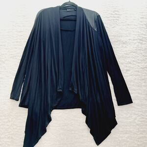 Cardigan Open Kimono Black Goth Office Siren Soft Girl Sharkbite Ruffle Size L